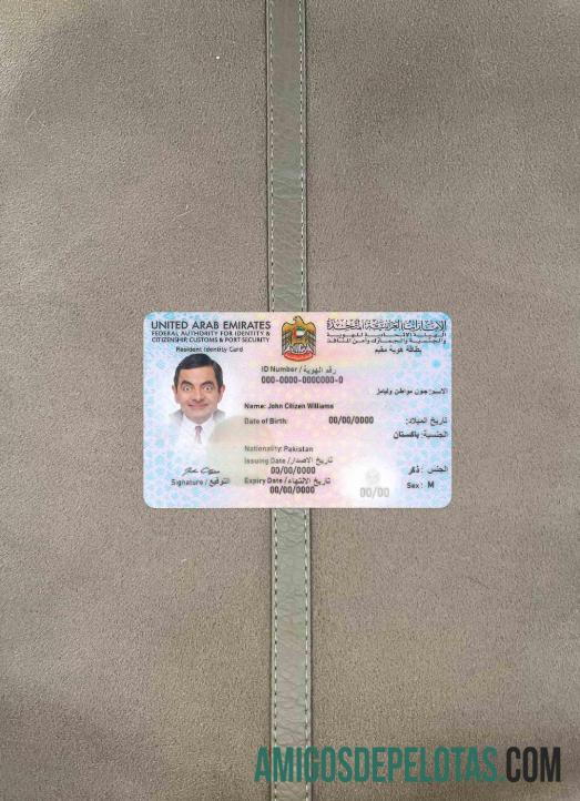 Carteira de Identidade de Residente dos Emirados Árabes Unidos Photolook FRONT exemplo real